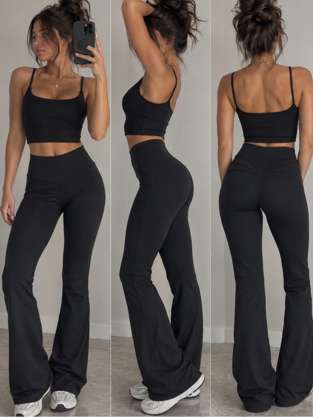 Black High-Waist Fit Flare Yoga Pants/Leggings Butt Shaping Butter Soft Size Med